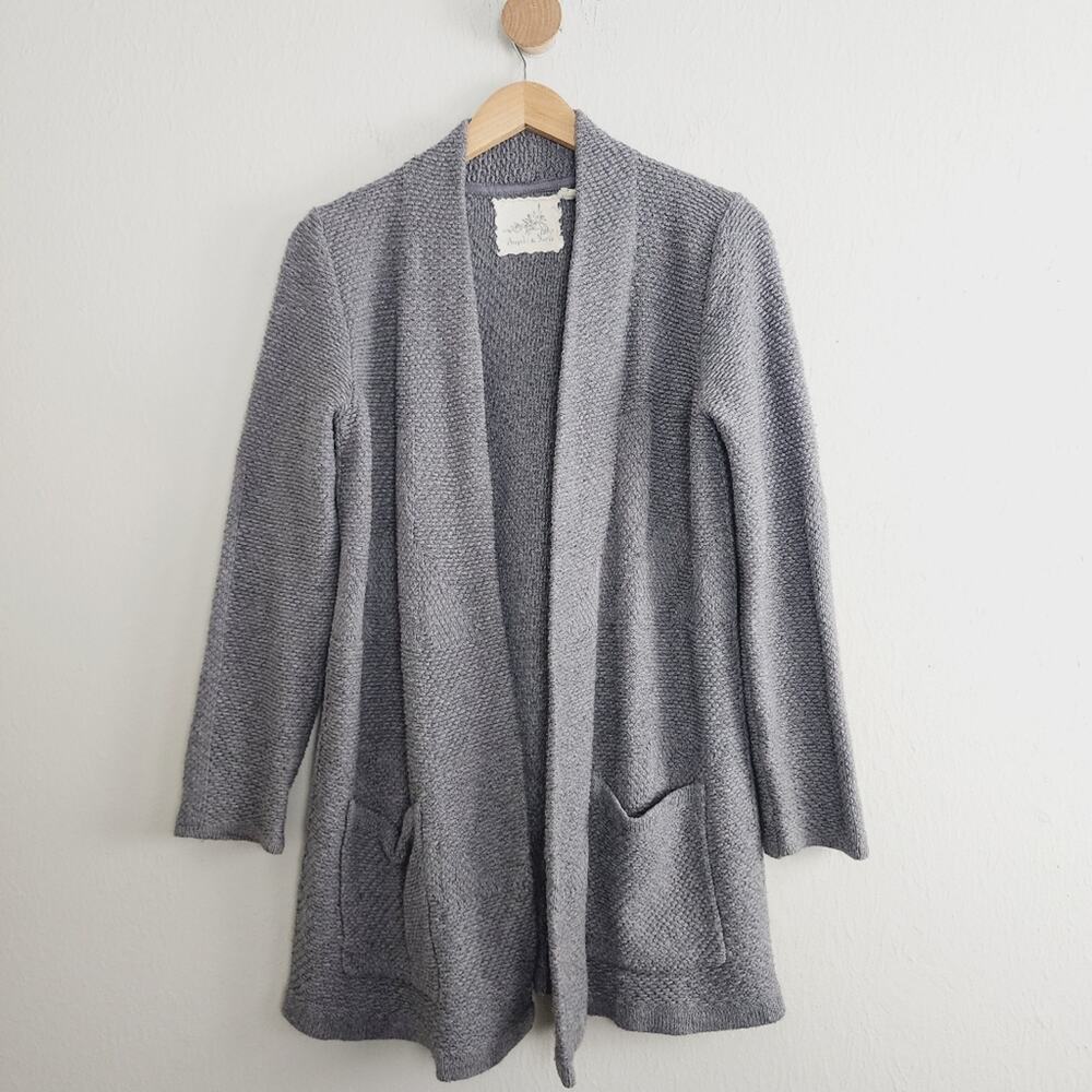 Anthropologie Angel Of The North Grey Cable Knit Open Front Cardigan Medium